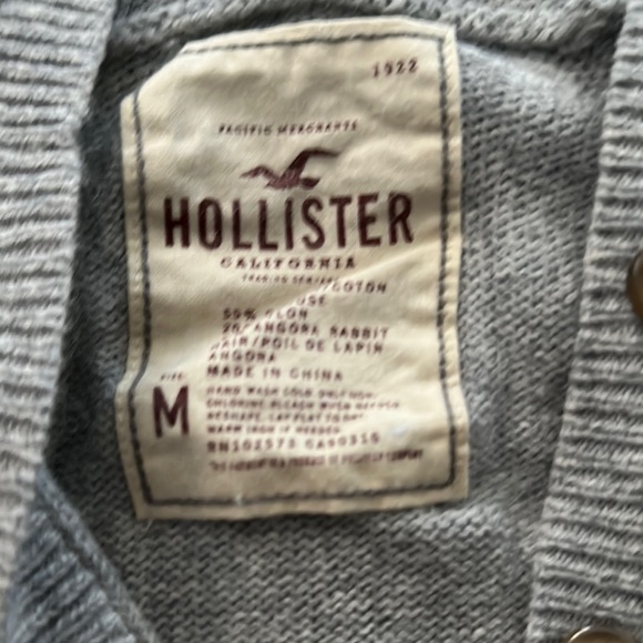 Vintage 2000s Hollister Grey Ribbed Hooded Sweater Dress - Picture 2 of 3
